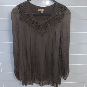 Dark Brown Carla Conti Italian Silk Blouse